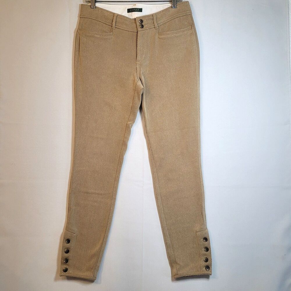 Ralph Lauren Equestrian Pants Wmns Sz 8 Vintage Old Money Preppy Twill Beige 90s